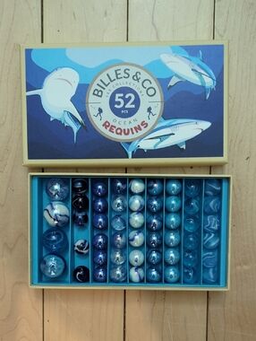Billes & Co 52-Piece Ocean Shark Marbles Set - Blue Mix